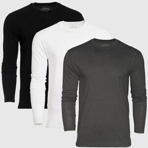 NWT True Classic Tees Classic Long Sleeve Crew Neck (3‑Pack Black White Gray)
